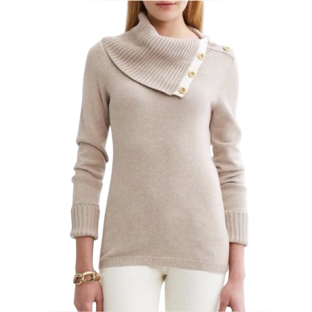 Banana Republic Asymmetric Cowl Neck Sweater Taupe Size S